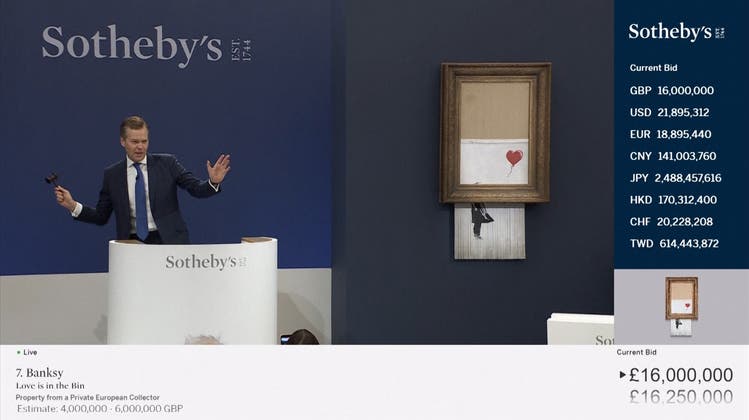 Banksys Schredder-Werk für 20 Millionen Franken versteigert