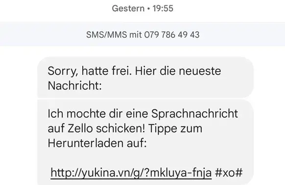 The fraudsters urgently need a German course and the link is more than suspicious ...