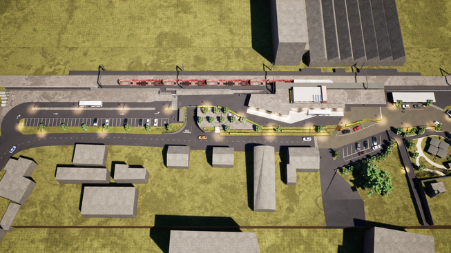So soll der Bahnhofplatz Schönenwerd, mit Bus-Terminal und in modernem Gewand, zum Fahrplanwechsel 2023 hin aussehen.