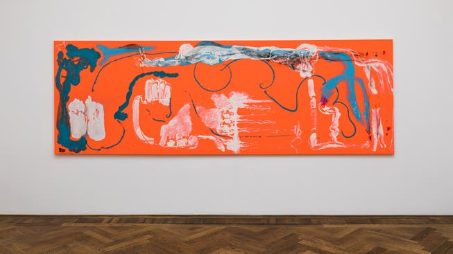 Michaela Eichwalds «Panzerwiese Hartelholz» (2020) erstreckt sich in der Kunsthalle Basel auf über vier Meter Breite. 