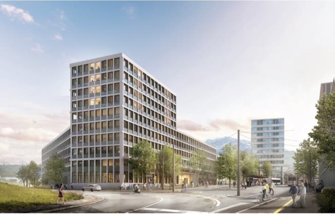 So soll sich das Verwaltungsgebäude am Seetalplatz 2026 präsentieren.