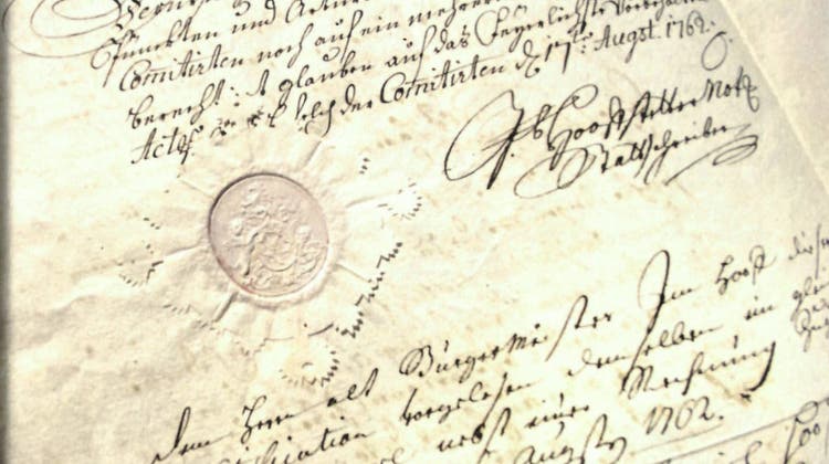 Faksimile eines Briefes von 1762. Das Buch zeigt, wie sorgfältig früher  von Hand geschrieben wurde. (scan)