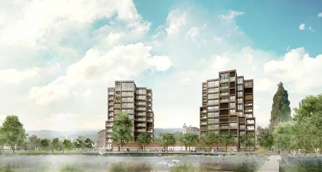 So sollen die geplanten Hochhäuser auf dem Areal des ehemaligen Hotels Metropol am Arboner Seeufer aussehen.
