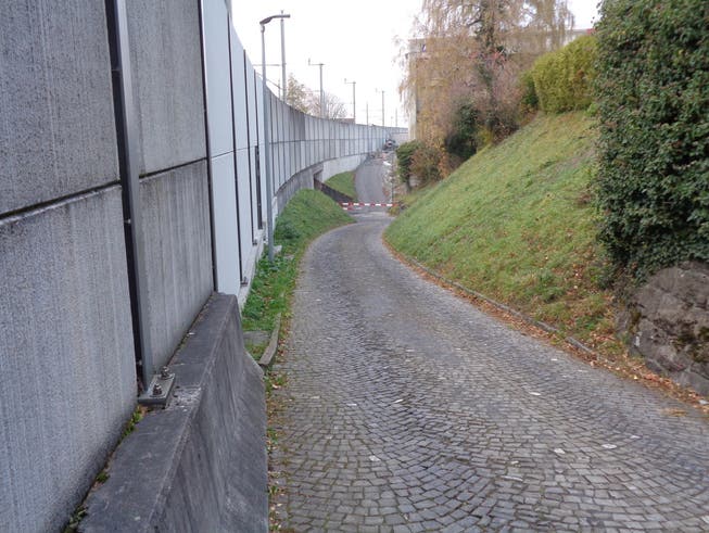 Zufahrt zur Seestrasse in Flüelen: Auf der linken Seite soll im Anschluss an die Mauer eine Ausweichnische und anschliessend bis zur Kurve eine Verbreiterung für Fussgänger erstellt werden.