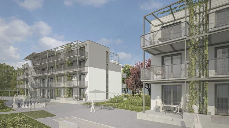 Visualisierung der geplanten neuen Mehrfamilienhäuser im Suhrer Frohdörfli 26 und 28. (Archplan Architekten)