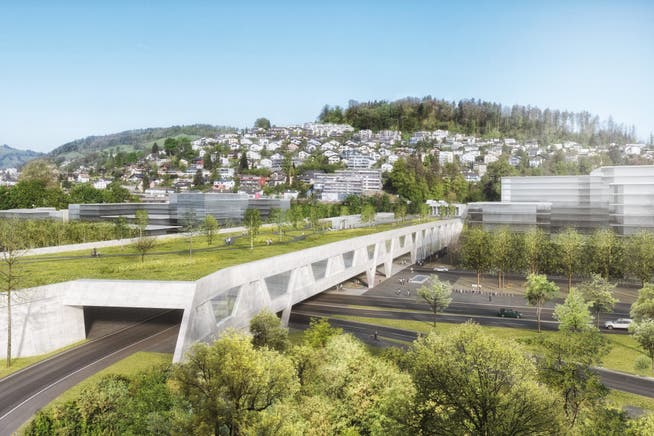 Die im Rahmen des Bypass-Autobahnprojekts geplante Einhausung beim Sonnenbergtunnel in Kriens.