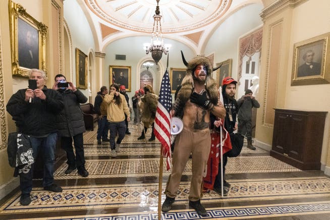 Wieviel Desinformation erträgt eine Demokratie? Aufgehetzte Trump-Anhänger stürmen Capitol. (7. Januar 2021 in Washington).