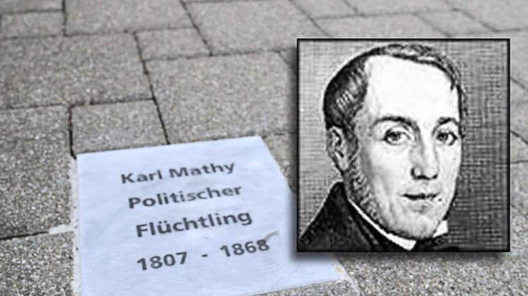 Auf der Ehrentreppe ist dem politischen Flüchtling Karl Mathy eine Tafel gewidmet. (Oliver Menge)