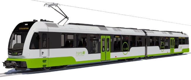 Visualisierung des neuen Stadler-Triebzugs für die Neuenburger Verkehrsgesellschaft TransN. 