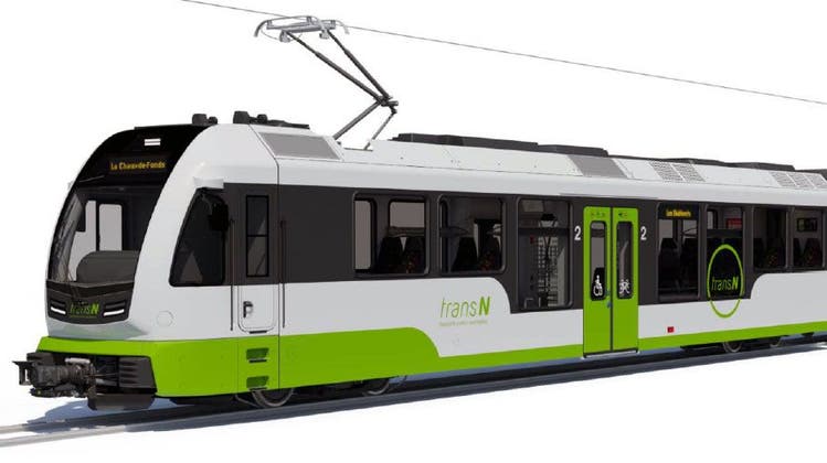 Visualisierung des neuen Stadler-Triebzugs für die Neuenburger Verkehrsgesellschaft TransN. (Bild: PD)
