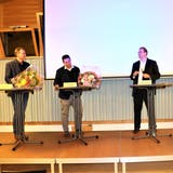Auf dem Podium: (von links) Michael Gieseck, Paul Hug, Gesprächsleiter Simon Dudle und Guido Scherpenhuysen. (Bild: Josef Bischof)