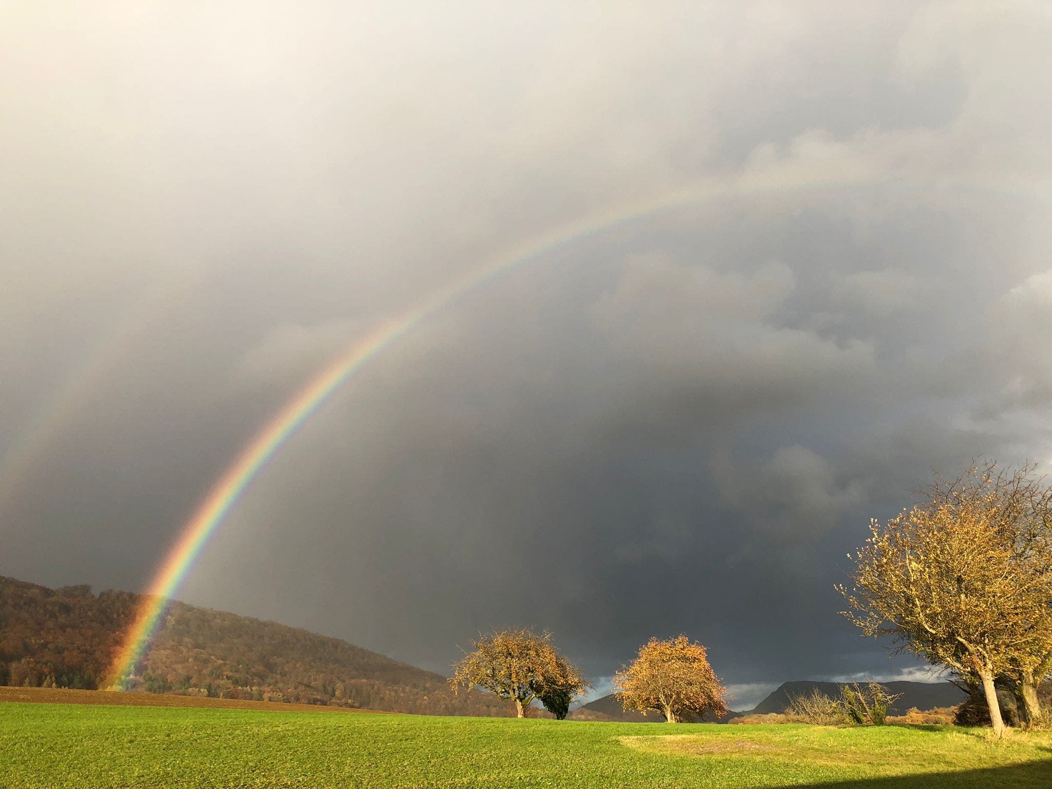 Ein doppelter Regenbogen in Erlinsbach.