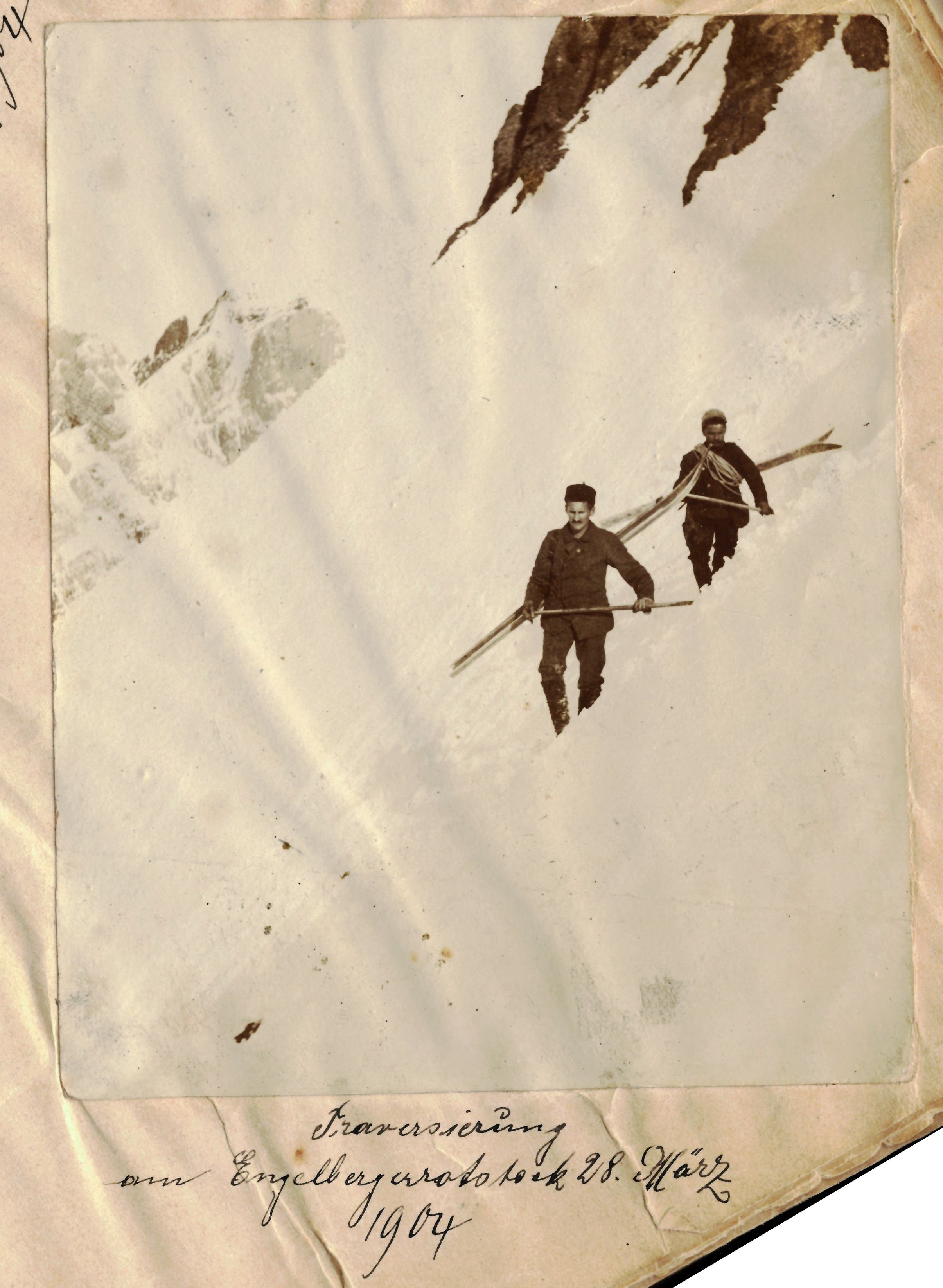 Ski-Pioniere am 28. März 1904 am Engelberger Rotstock