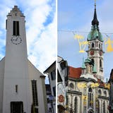 Liegen beide in der Altstadt: die evangelische Stadtkirche Zur Dreifaltigkeit und die katholische Stadtkirche St.Nikolaus. (Bilder: Mathias Frei)