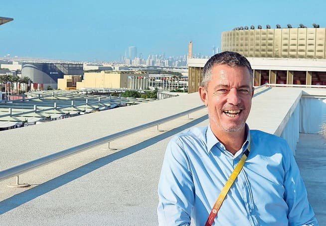Begnadeter Marketingmann: Manuel Salchli auf dem Dach des Schweizer Pavillons in Dubai.