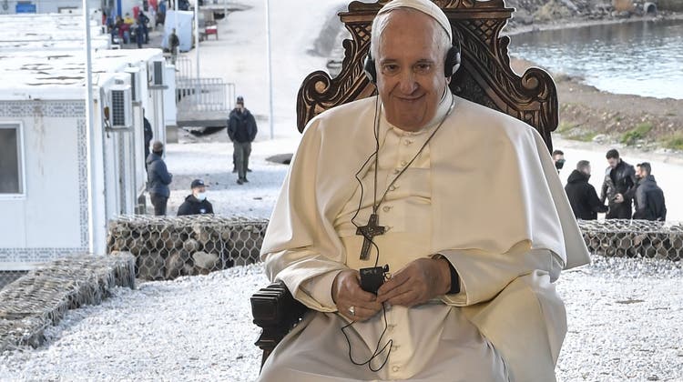Der Papst auf Lesbos. (Keystone)