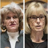 Nationalrätinnen führten eine hitzige Debatte um die besten Massnahmen innerhalb der BVG-Reform. Von links: Barbara Gysi (SP/SG), Katharina Prelicz-Huber (Grüne/ZH), Ruth Humbel (Mitte/AG) und Melanie Mettler (GLP/BE). (Bilder: key, Montage: cri)
