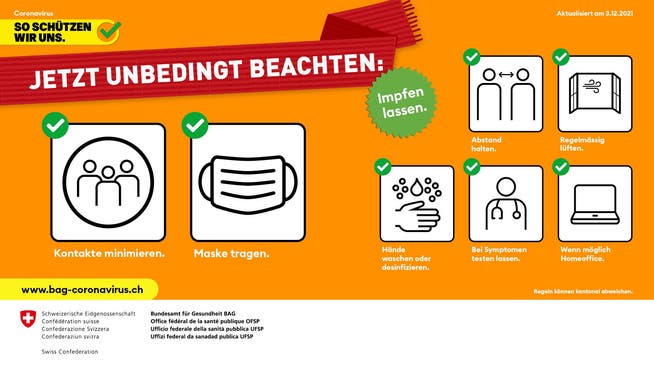 Die neue Sensibilisierungskampagne des BAG will bereits bekannte Verhaltens- und Hygienemassnahme im Winter in Erinnerung rufen.