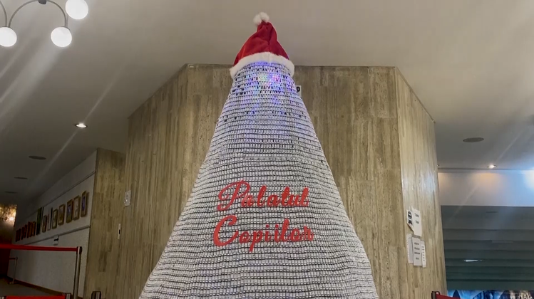 Covid-Weihnachtsbaum: Hier leuchten 19’000 Impfampullen