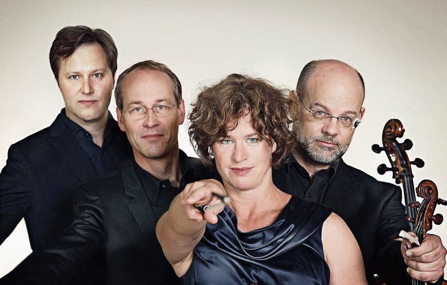 Auf dem Streichquartett-Podest: Das deutsche Mandelring Quartett beschliesst das Kammermusikfestival.