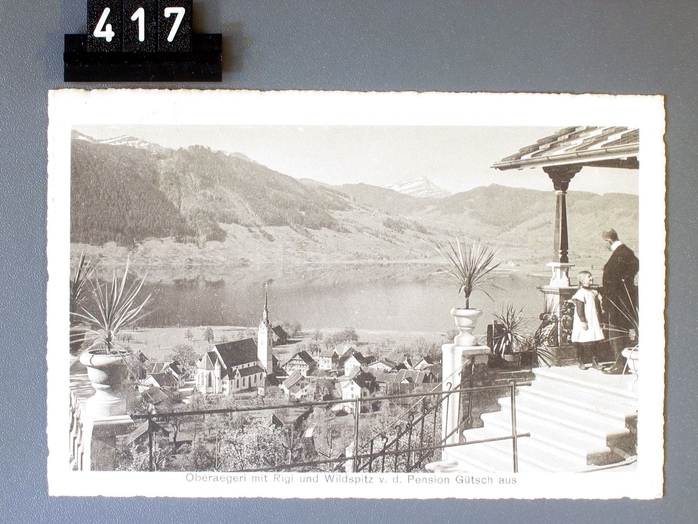 Aussicht vom Gütsch über Oberägeri, Poststempel 2. Oktober 1919.