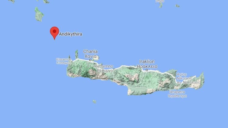 Das Unglück ereignete sich nahe der Insel Antikythera nordwestlich von Kreta. (Screenshot Google Maps)