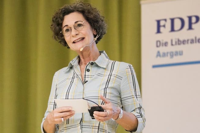 Sabina Freiermuth am Parteitag der FDP Aargau im Juni 2020 in Zofingen.