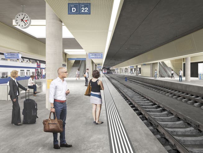 So könnte der unterirdische Bahnhof Luzern künftig aussehen.