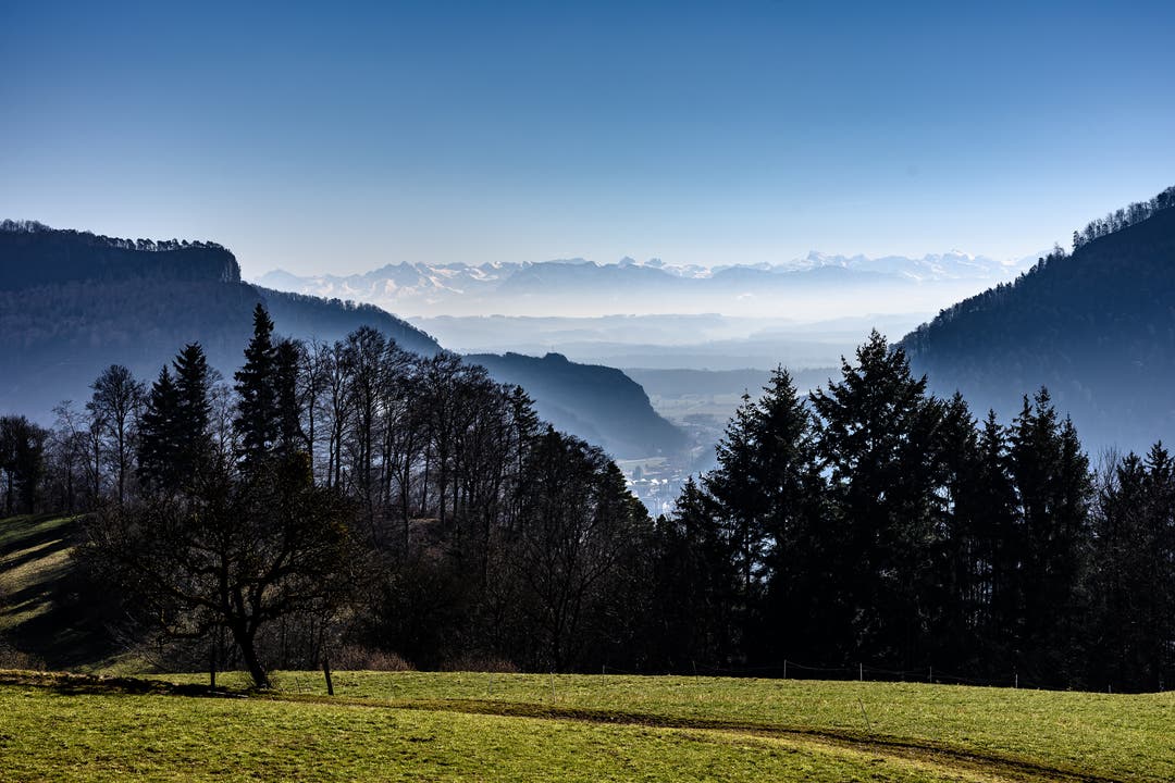 Von Höngen - Blick über Klus Richtung Alpen