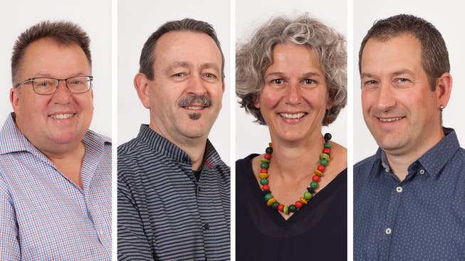 Roger Merkle, Jos Bovens, Verena Buol und Georg Schmid (von links) stellen sich im September zur Wiederwahl in den Gemeinderat.
