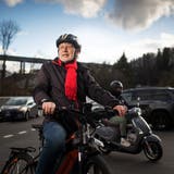 Armin Kappeler mit seinem E-Bike zwischen Engelburg und St.Gallen. (Bild: Michel Canonica (12. März 2021))