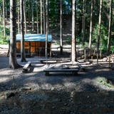 Eine der beiden Hütten im Wald. Sie muss nun abgerissen werden. (Bild: Donato Caspari (15. September 2020))