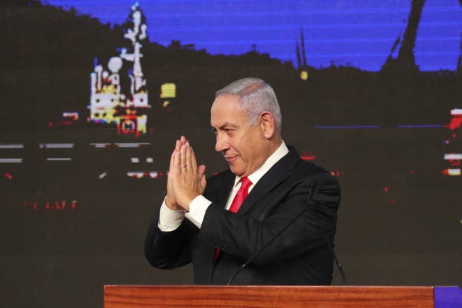 Ministerpräsident Benjamin Netanjahu nach dem Wahlerfolg: Seine Partei, der Likud, wurde stärkste Kraft in Israel. Für sein zuvor angedachtes Bündnis reicht es allerdings nicht.