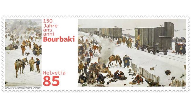 Die Briefmarke zur Erinnerung an die Bourbaki-Internierung.
