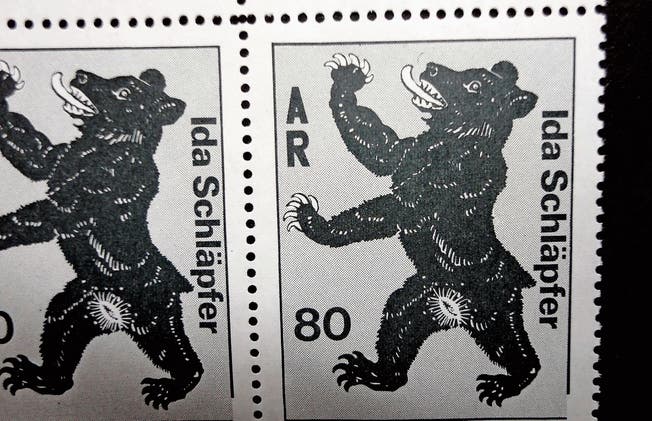 Diese Briefmarke sandte der Künstler an sämtliche Postämter in Appenzell Ausserrhoden.