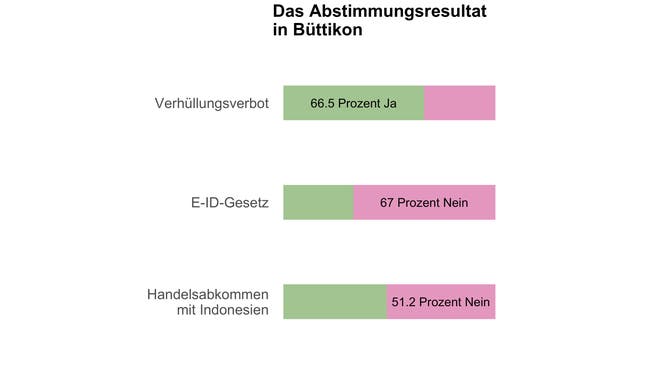 So haben die Stimmbürgerinnen und Stimmbürger in Büttikon zu den Vorlagen vom Sonntag entschieden.
