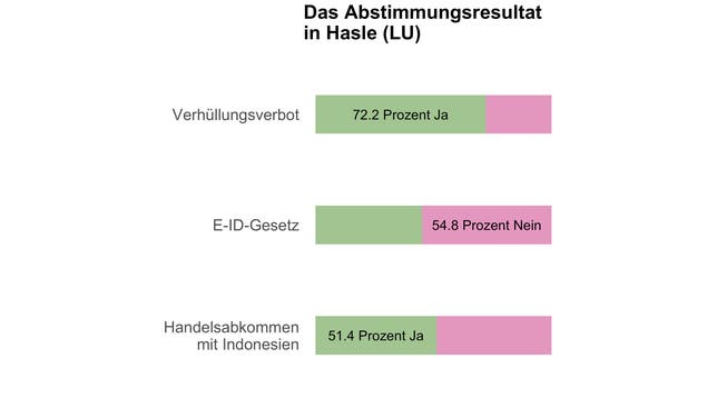 So haben die Stimmbürgerinnen und Stimmbürger in Hasle (LU) zu den Vorlagen vom Sonntag entschieden.