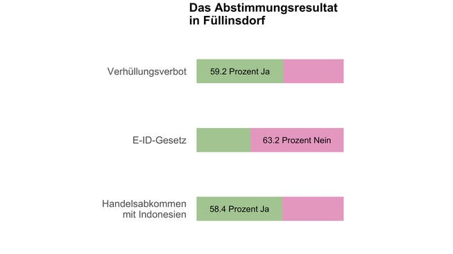 So haben die Stimmbürgerinnen und Stimmbürger in Füllinsdorf zu den Vorlagen vom Sonntag entschieden.