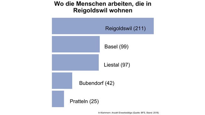In diesen Gemeinden arbeiten die meisten Bewohnerinnen und Bewohner von Reigoldswil.