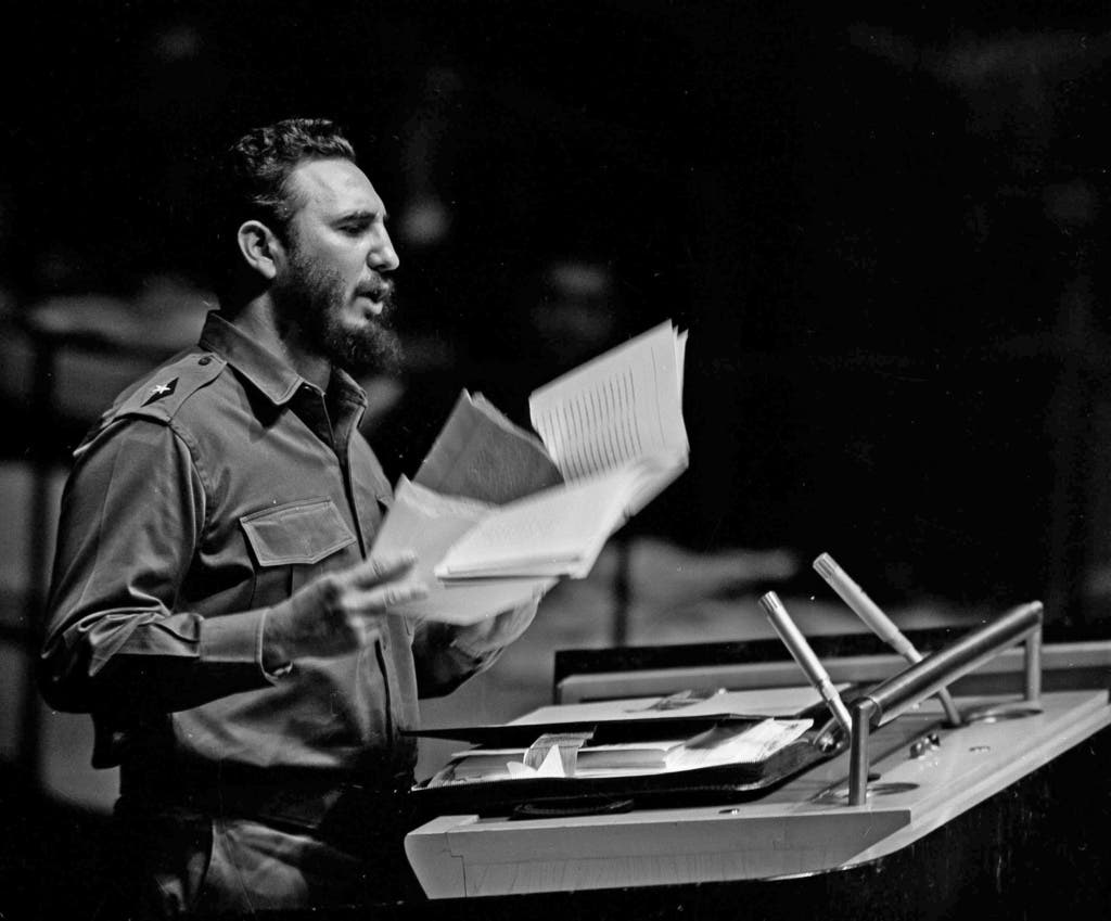 Premierminister Fidel Castro hält eine Ansprache vor der UN-Vollversammlung im September 1960.