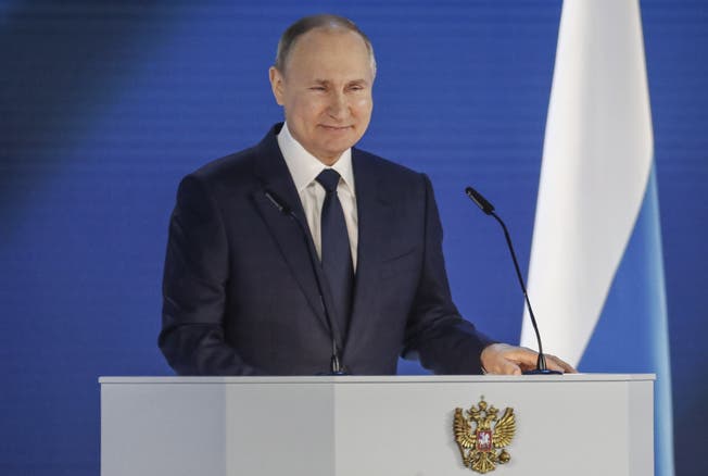 Wladimir Putin während seiner Rede an die Nation.