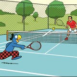 Globi ist ein richtiges Multitalent: Selbst Tennisspielen scheint ihm locker zu gelingen. (Globi-Verlag)