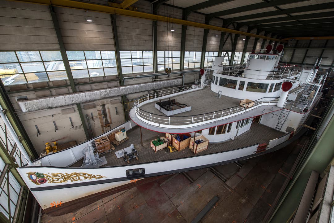 11. April 2019: Das Dampfschiff Stadt Luzern wird in der Werft der Shiptec restauriert – ein Rundgang. 