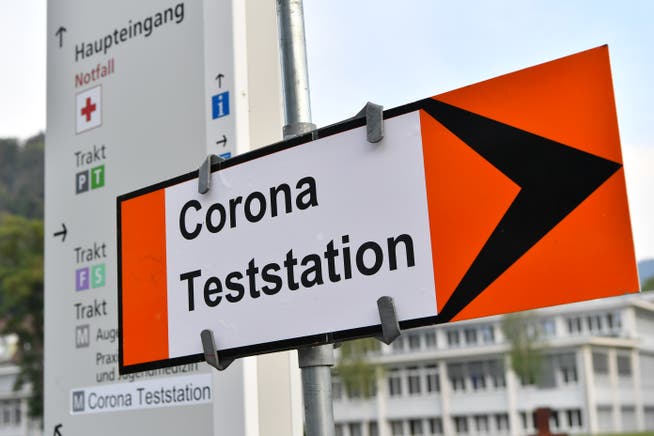 Corona-Teststation am Kantonsspital Olten.