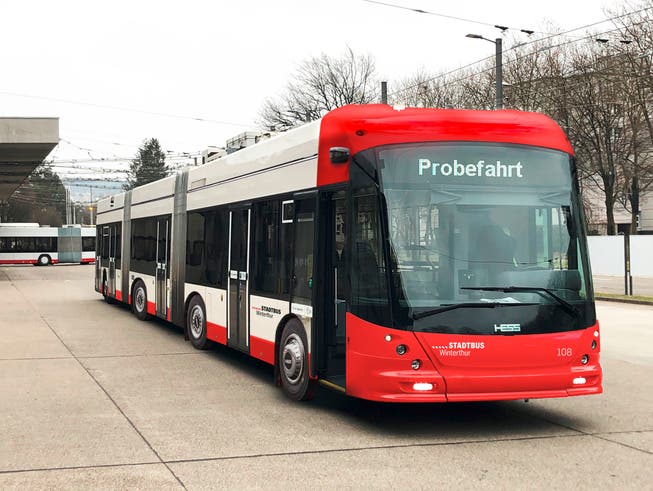 Visualisierung eines Doppelgelenktrolleybusses für den Stadtbus Winterthur.