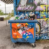 Überbleibsel der ausufernden Partynacht: ein Müllcontainer voller Bierdosen im Basler Hafenareal. (Nicole Nars-Zimmer)