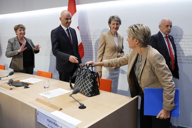Vier Bundesräte erfuhren erst in letzter Minute vom EU-Angebot (Reihe von links): Viola Amherd, Alain Berset, Simonetta Sommaruga und Ueli Maurer.