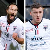 «Wir harmonieren ideal»: Bleiben Mickael Almeida (hinten) und Filip Stojilkovic dem FC Aarau über den Sommer hinaus erhalten? (Sarah Rölli)