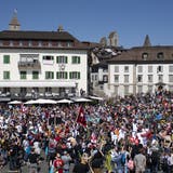 Demo am 24. April in Rapperswil: Auch hierfür hatte der Verein «Stiller Protest» keine Bewilligung erhalten - stattgefunden hat die Kundgebung trotzdem. (KEYSTONE)
