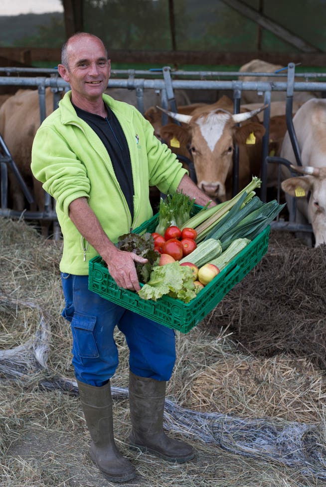 Landwirt Hanspeter Meier baut Gemüse an und hat zwölf Kühe.